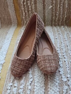 Textured Brown Women's Ballet Flats - Comfortable Slip-On